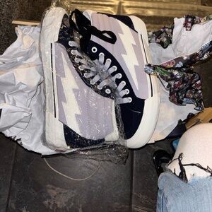 Navy and White High-Top Sneakers